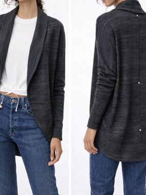 Wilfred Aritzia Charcoal Open Front Cardigan Draped Shawl Collar Knit Sweater M